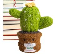 Hitburu Cactus Crochet Positif - en Pot au Crochet Motivante | Ornement de Bureau Fait Main en Forme de Cactus pour Pratiquants de Pleine Conscience, Adolescents et Personnes Sensibles