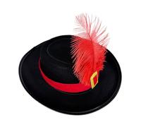 Hitburu Chapeau De Mousquetaire Déguisement - Chapeau en Feutre avec Écharpe et Plume Décorative - Coiffure Fantaisie Respirante Accessoire Vestimentaire pour Filles et Garçons