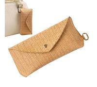 Hitburu Étui à Lunettes,Boîte Protectrice en Paille Tressée avec Crochet | Étui à Lunettes pour Homme,Pour Tiroir Table De Chevet Voiture Sac À Main Voyage Bureau Lentilles De