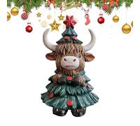 Hitburu Figurine de Vache Highland en Résine pour Noël | Statue de Noël de Bétail Highland,Sculpture en Résine Ornement Écossais Décoration pour Étagère Maison Affichage Festif