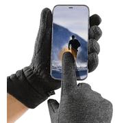 Hitburu Gants D Hiver, Tactile Doublé Polaire Imperméable au Vent, Gants d'hiver avec Doigts Tactiles, pour Course Équitation Escalade Plein Air Chasse Sports Randonnée Camping Pêche Hommes