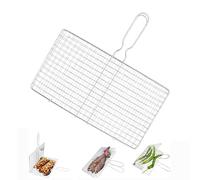 Hitburu Grille de Barbecue | Grille de Cuisson Portable - Panier à Poisson pour BBQ - pour Poissons crevettes Viande Fruits de mer extérieur Camping Jardin Pique-Nique