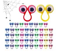 Hitburu Marionnettes Doigts Yeux | Ensemble De 50 Pièces Anneau Œil Remuant Amusant,Set de Marionnettes à Doigt en 6 Couleurs Cadeaux de Fête Anneaux pour Les Garçons et Filles