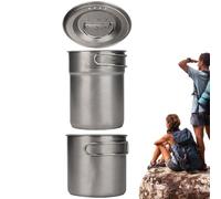 Hitburu Marmite De Camping En Acier Inoxydable | Casserole De Cuisine Extérieure Avec Poignée Pliante | Set De 2 Tasses Légères Pour Randonnée Chasse Pique-nique Aventure Activités Extérieures