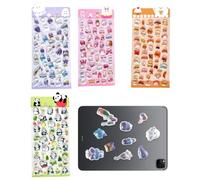 Hitburu Pack de Stickers 4 Pièces,Autocollants Pailletés Décoratifs | Décorations 3D pour Téléphone Voiture Journal Créatif Adulte Étudiant Agenda Cahier Craft Scrapbooking Ordinateur
