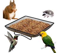 Hitburu Petite Mangeoire à Oiseaux,Mangeoire au Sol pour Colibris d'Extérieur - Récipient Carré pour Nourriture Décorations de Jardin Faune Corneille Écureuil Lapin