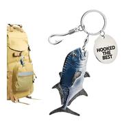 Hitburu Porte-clés Pêche - Porte-clés Poisson,Cadeau Léger pour Père Anniversaire Noël Saint-Valentin Pêcheur Petit Cadeau