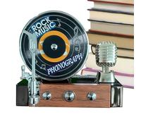 Hitburu Purificateur D'Air Voiture Platine Vinyle - Désodorisant Solaire Tourne-Disque - Rotation À 360 Degrés Style Rétro Déco Intérieure