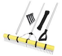 Hitburu Râteau pour Étang Renforcé - Râteau de Nettoyage d'Algues,Outil Flottant de Désherbage avec Manche Long pour Jardins Plages Terrains de Baseball
