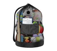 Hitburu Sac À Balles en Maille,Sac Filet Grand Format Résistant avec Cordon | Accessoires Sport Loisirs Extérieur pour Vêtements Plage École Pique-Nique Volley Parc