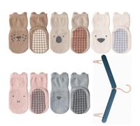 Hitchuey Lot de 5 paires de chaussettes antidérapantes en coton, pour bébé de 0 à 5 ans, avec motif de dessins animés, 0-12 mois, 12 mois