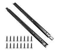 Hitefu 1 paire de glissières de tiroir, Coulisse pour Tiroir, Rail Coulissant Tiroir de 40,6 cm, 2 sections noires, extension complète, roulement à billes, montage latéral