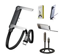 HItianya 240w Super Fast Charging Invisible Holder Charger Cable with Stand, 2-in-1 Fast Charging Cord & Phone Stand, 1.5m Sideways Charging Cable, Type-C to Type-C, for Smartphone Tablet (1)