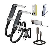 HItianya 240w Super Fast Charging Invisible Holder Charger Cable with Stand, 2-in-1 Fast Charging Cord & Phone Stand, 1.5m Sideways Charging Cable, Type-C to Type-C, for Smartphone Tablet (2)