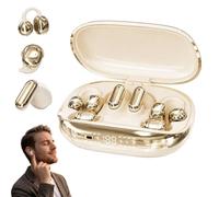HItianya 3-in-1 Wireless Earbuds Bluetooth 6.0, 360 Surround Sound Earbuds with Deep Bass, Noise Reduction Ear Hooks for Gaming Sports, USB-C Fast Charging LED Display, 96H Battery Life (Beige)