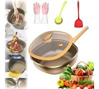 HItianya Casserole Antiadhésive en Alliage de Titane de 12 pouces avec Couvercle, Poêle à Sauter Profonde 30 x 10 CM, Poêles en Titane pour la Cuisine (Kessel * Deckel)