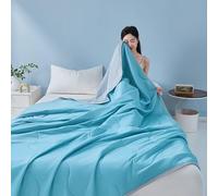 HItianya Cooling Blanket for Night Sweats, Q-Max 0.5 Double-Sided Cold Tech Summer Duvet for Hot Sleepers, Lightweight Breathable Bedding for Sofa Travel, Machine Washable (Lake Blue,M:150x200cm)