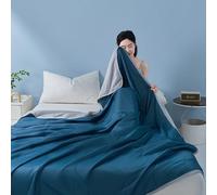 HItianya Cooling Blanket for Night Sweats, Q-Max 0.5 Double-Sided Cold Tech Summer Duvet for Hot Sleepers, Lightweight Breathable Bedding for Sofa Travel, Machine Washable (Dark Blue,S:100x150cm)