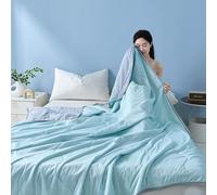 HItianya Cooling Blanket for Night Sweats, Q-Max 0.5 Double-Sided Cold Tech Summer Duvet for Hot Sleepers, Lightweight Breathable Bedding for Sofa Travel, Machine Washable (Blue-Green,S:100x150cm)