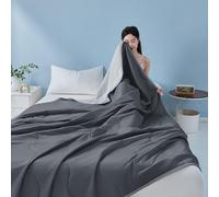 HItianya Cooling Blanket for Night Sweats, Q-Max 0.5 Double-Sided Cold Tech Summer Duvet for Hot Sleepers, Lightweight Breathable Bedding for Sofa Travel, Machine Washable (Dark Gray,S:100x150cm)