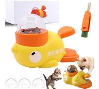 HItianya Dog Interactive Treat Dispenser, 2-in-1 Dog Treat Dispenser Toy, Duck Cat Treat Dispensers, Safe Kibble Dispensers Dogs Toy, Adjustable Food Outlet for Small to Medium Cats and Dogs (Yellow)