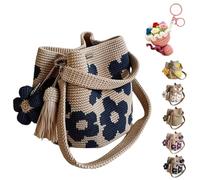 HItianya Handmade Crochet Bags for Women - Boho Floral Knit Tote Bag Summer Beach Purse with 3D Flowers & Tassel Accents for Vacation (E)