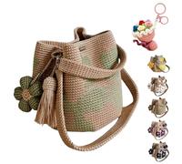 HItianya Handmade Crochet Bags for Women - Boho Floral Knit Tote Bag Summer Beach Purse with 3D Flowers & Tassel Accents for Vacation (D)
