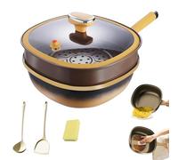 HItianya Marmite antiadhésive en alliage de titane de 30 cm avec couvercle, poêle profonde 30 x 10 cm, sauteuse profonde multifonction avec panier vapeur, compatible tous feux (Avec cuiseur vapeur)