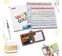 HItianya Mini coffret aquarelle Tobios, coffret aquarelles Tobios, coffrets aquarelles de poche pour le voyage, boîte à peinture en bois (24COLOR*2)