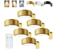 HItianya Picture Lights for Wall, Magnetic Painting Light, Éclairage sans fil pour tableaux, posters, 3 températures de couleur et télécommande. (Doré * 6PC, 3Color)