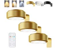 HItianya Picture Lights for Wall, Magnetic Painting Light, Éclairage sans fil pour tableaux, posters, 3 températures de couleur et télécommande. (Doré * 3PC, 3Color)