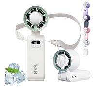 HItianya Portable Fan Air Conditioner, 199 Speeds Hand Held Neck Fan with Ice Cooling Pad, Rechargeable Small Personal Fan for Travel,Office and Outdoor, 3 in 1 Cooling Fan with Lanyard (White)