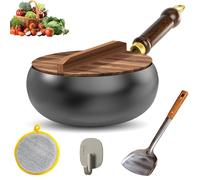 HItianya Pot en fer épais non revêtu, 24/26/28 cm Poêle japonaise en fer forgé, poêle en forgé, eisenpfanne induktion, pour cuisinière à gaz et à induction (28cm)