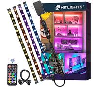 HitLights Lot de 4 bandes lumineuses à LED prédécoupées 03 m 12 m avec variateur de couleurs RVB 5050 changeant de couleur avec télécommande et adaptateur pour rétroéclairage chambre à coucher étagère