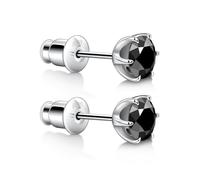 Hitlinker Boucles d'oreilles à tige en moissanite noire hypoallergénique pour homme/femme, Total 1 Carat, Acier inoxydable, Moissanite