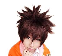 Hitman Reborn! Sawada Tsunayoshi Cosplay perruques court brun rouge mélange moelleux cheveux synthétiques jeu de rôle + perruque casquette FQ0050