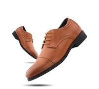 Hitmars Derby Homme Chaussure Cuir Ville Oxford Brogues Chaussures à Lacet Chaussure Costume Vernis Habillées Mariage 2-Marron EU 47
