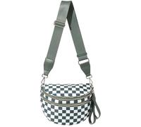 Hitnow Grand sac banane en nylon pour femme, sac banane spacieux avec sangle réglable grande taille, Haricots verts à carreaux, 11.8" L x 8.3" H x 5.5" W, Tendance