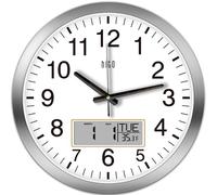 HITO 14 inch Silent Wall Clock Battery Operated with Temperature and Date, Large Wall Clock for Living Room Decor, Office, Classroom, Bedroom