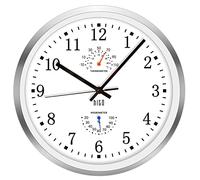 HITO Horloge Murale silencieuse de 30,5 cm, Fonctionne à Piles, Mouvement de Balayage sans tic-tac, Cadre en Aluminium argenté, pour Cuisine, Chambre, Bureau à Domicile, décoration de Salon (30,5 cm,
