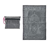 Hitopin 1 Pièce Tapis de Prière Musulmane, Tapis de Prière en Tissu, Tapis de Prière pour Musulman, Tapis de Prière Ottoman en Taffetas,Cadeaux islamiques pour Homme, Femme(Gris foncé)