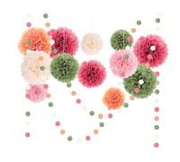 Hitopin 15PCS Pompons Papier de Soie, Boule Fleur Pompon Papier, Guirlande de Pompons Anniversaire Décoration, Dots Papier Guirlande, pour Décoration Suspendre de Plafond de Fête, Mariage