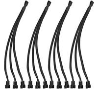 Hitopin 4 Pièces Câble de Ventilateur D'ordinateur, Câble de Répartiteur Noir Fan Splitter Cable Convertisseur 1 à 3 PC 4-Pin PWM Y Shaped Splitter Câble Concentrateur de Ventilateur