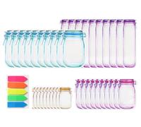 Hitopin 40 Pièces Sacs en Bocal Mason, Réutilisable Étanche Hermetiques Sacs, Sac Emballage Alimentaire Bocal Mason, Sac Conservation Bocaux Hermetiques, pour Conservation, Légume,Fruit