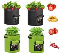 Hitopin 4PCS Sac de Plantation de Pomme de Terre,7 Gallon Sac de Plantation,Sacs de Plantation avec Rabat,Sac de Culture en Tissu,pour Plantation Patate, Carotte, Fraises, Tomates (Noir,Vert)