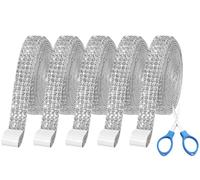 Hitopin 5 Rouleaux Strass Strass en Cristal Strass Band, Ruban de Diamant Strass Cristal, Ruban de Strass Autocollant Auto-Adhésif, pour L'artisanat, Bricolage Partie Mariage Décoration,1 Yard/Roll