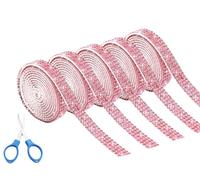 Hitopin 5 Rouleaux Strass Strass en Cristal Strass Band, Ruban de Diamant Strass Cristal, Ruban de Strass Autocollant Auto-Adhésif, pour L'artisanat, Bricolage Partie Mariage Décoration,1 Yard/Roll