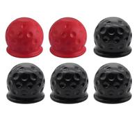 Hitopin 6 Pièces Cache-Boule pour Crochet de Remorque, Cache Boule Attelage Voiture, Couverture À Boule D'attelage Remorque, Capuchons de Protection Boule Attelage,pour Voitures Camions(Noir,Rouge)