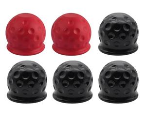 Hitopin 6 Pièces Cache-Boule pour Crochet de Remorque, Cache Boule Attelage Voiture, Couverture À Boule D'attelage Remorque, Capuchons de Protection Boule Attelage,pour Voitures Camions(Noir,Rouge)