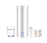 Hitopin Bouilloire de Voyage, 400ml Bouilloire Electrique Portable, Bouilloire en Acier Inoxydable, Bouilloire de Voyageavec Câble Dalimentation, Envoyer 2PCS Autocollants, pour Thé Lait Café (Blanc)